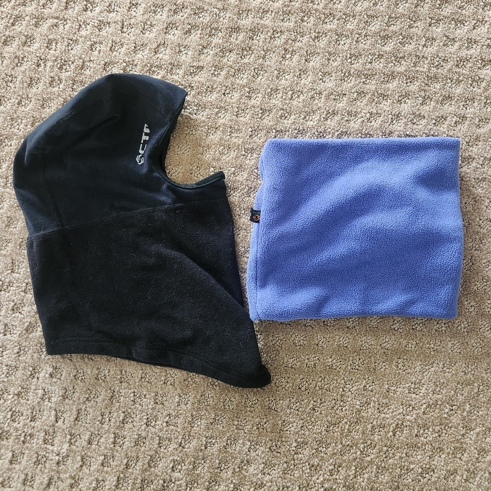 Youth Black Fleece Balaclava and Periwinkle Fleece Neck Gaiter